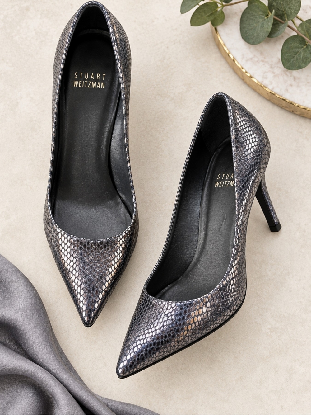 Stuart Weitzman Gray Metallic Pumps, 8M